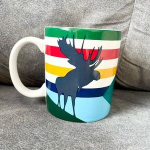 Hudson’s Bay Coffee Mug Stripe Hunting Moose Nature Cabin Wildlife Collectible
